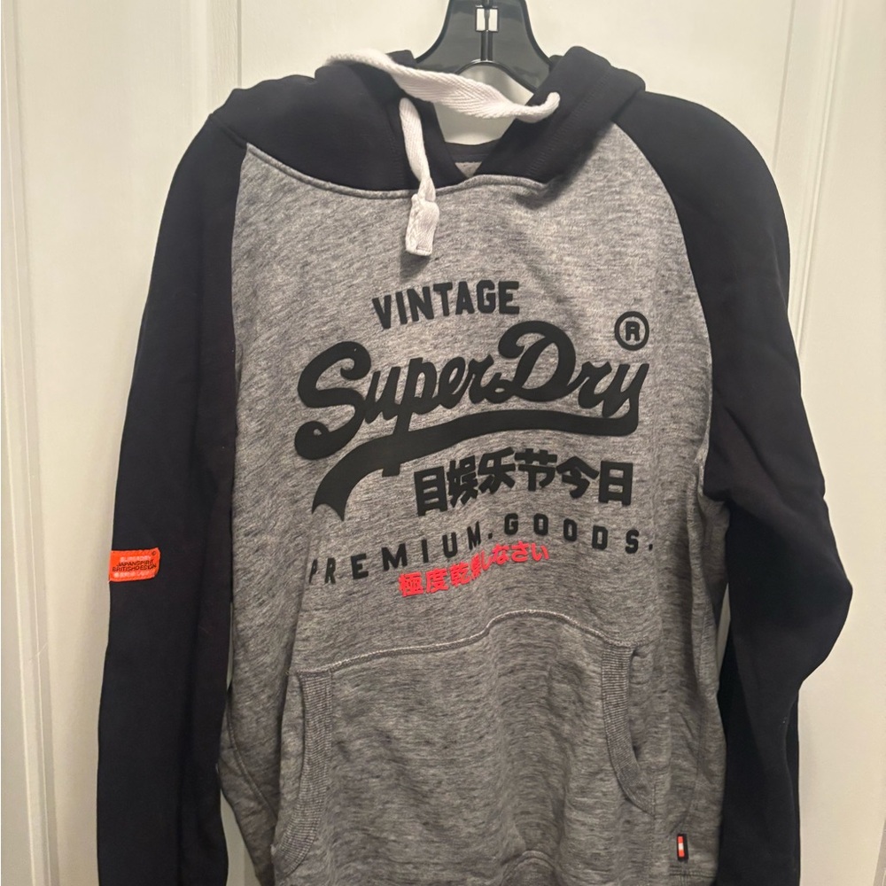 SuperDry Men's Black and Gray Hoodie